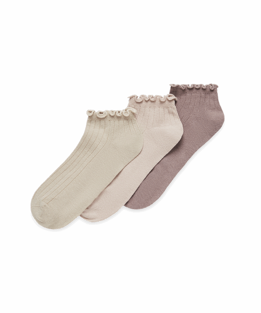 מארז 3 זוגות קרסוליות צמות וריב ללא תפר