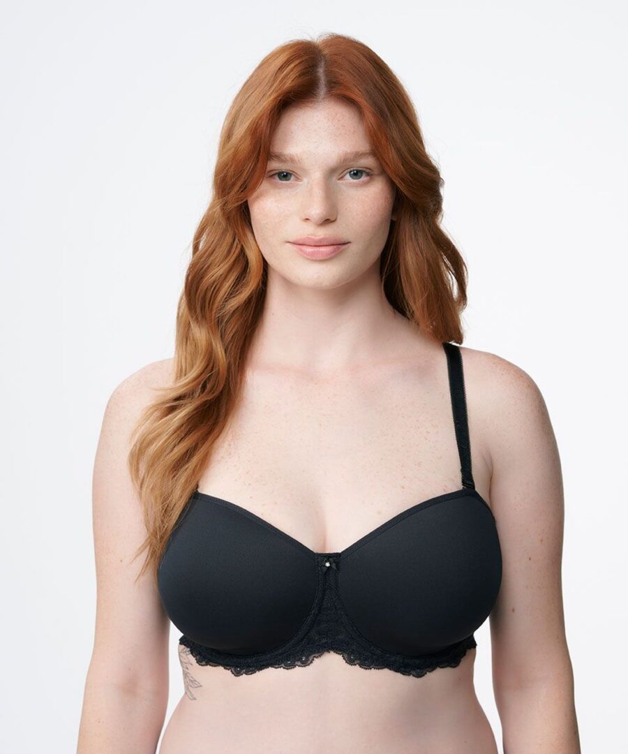 חזיית סטרפלס מרופדת עם ברזלים בשילוב תחרה